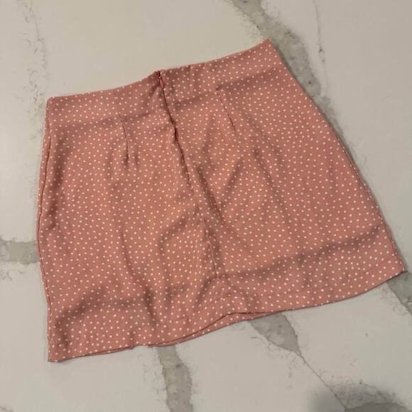 Altar’d State Polka Dot Mini Skirt Women's Medium Pink/White Split Hem Coquette - Picture 5 of 7